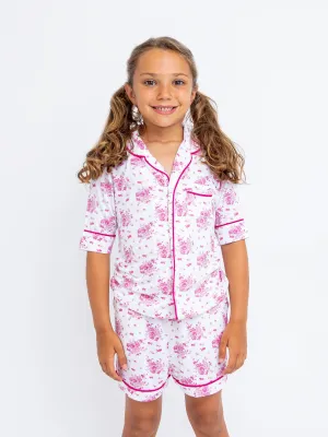 Pink Flowers Short Sleeve Pajama Set