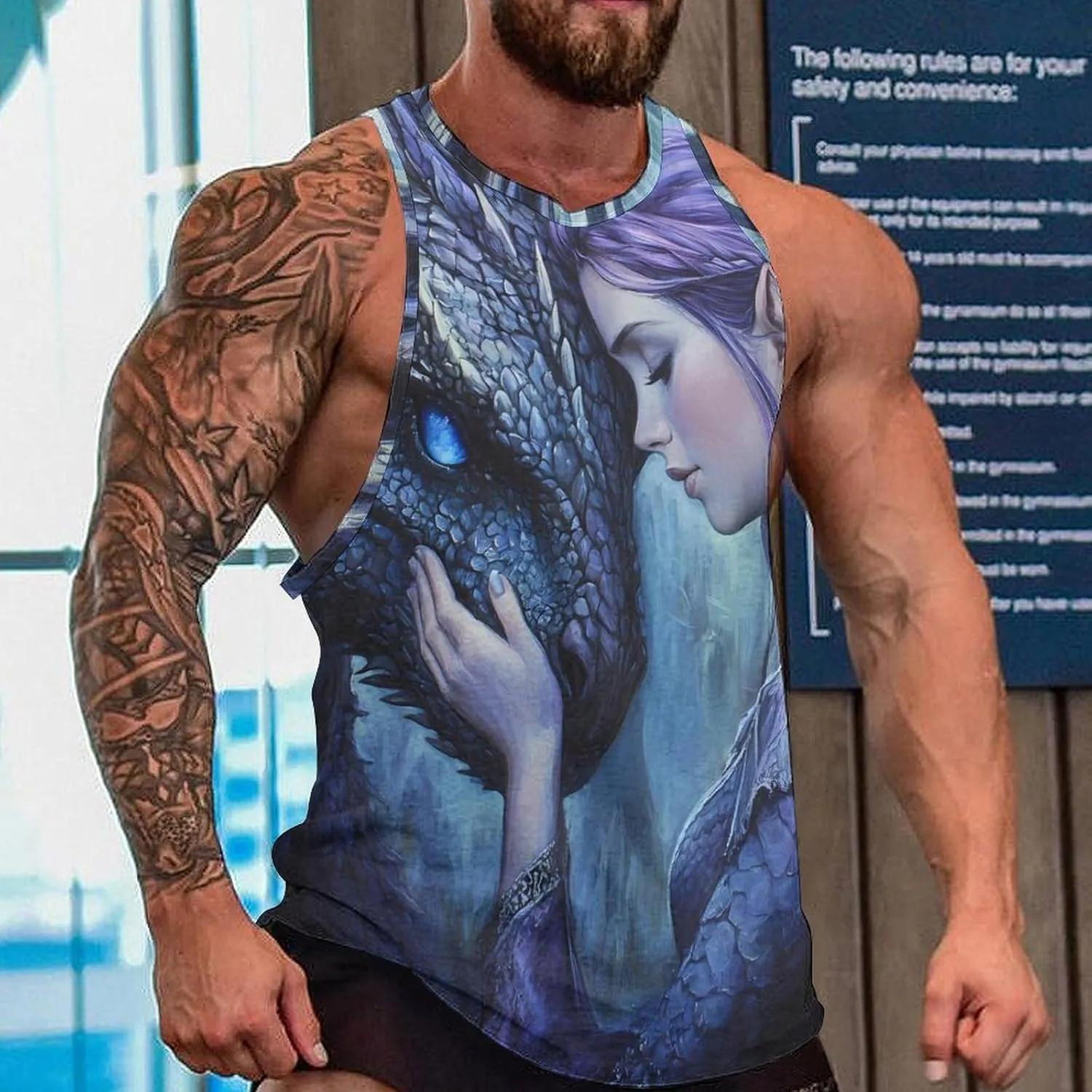 Princess And Dragon Men's Activewear Tank Tops Gym Sleeveless Muscle T Shirts Workout Tees Vest