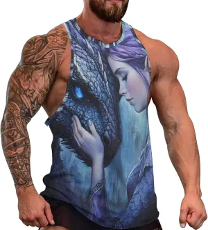 Princess And Dragon Men's Activewear Tank Tops Gym Sleeveless Muscle T Shirts Workout Tees Vest