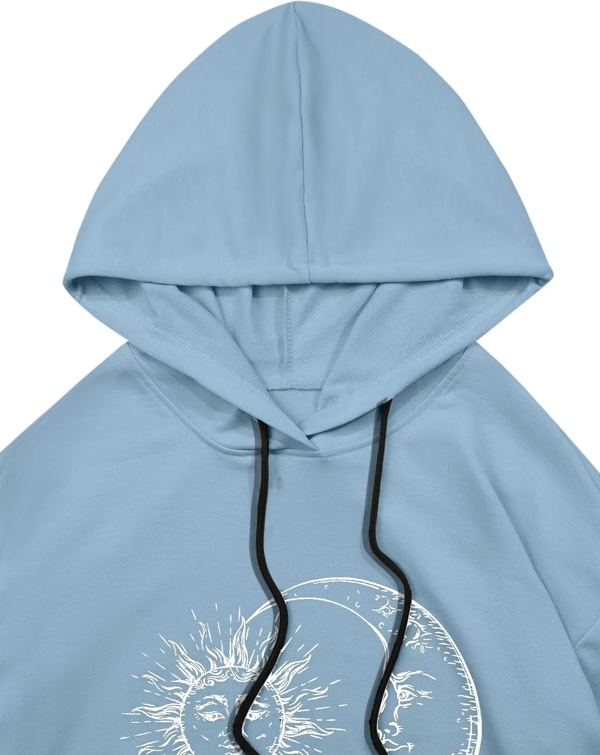 Remidoo Women's Sun and Moon Graphic Hoodies Oversized Long Sleeve Pullover Sweatshirt with Pocket