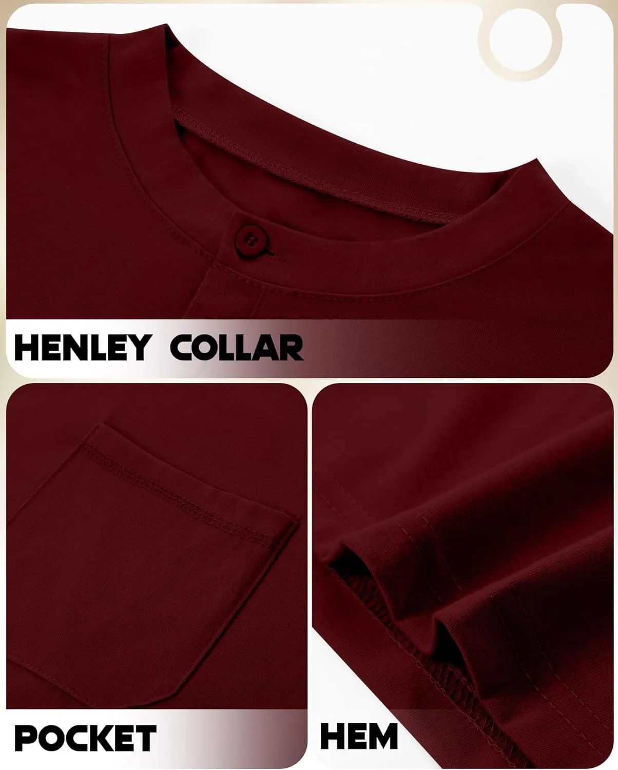 Riyiper 3 Pack Men's Big and Tall Henley T-Shirts, Short Sleeve Pocket Cotton Loose Fit Shirt Summer Oversized Button Tee