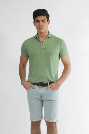 Short Sleeve Textured Polo Shirt LIGHT GREEN