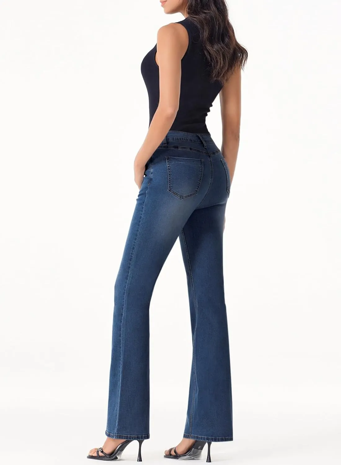 Sidefeel Women's High Waisted Bell Bottom Bootcut Jeans Flared Wide Leg Denim Pants