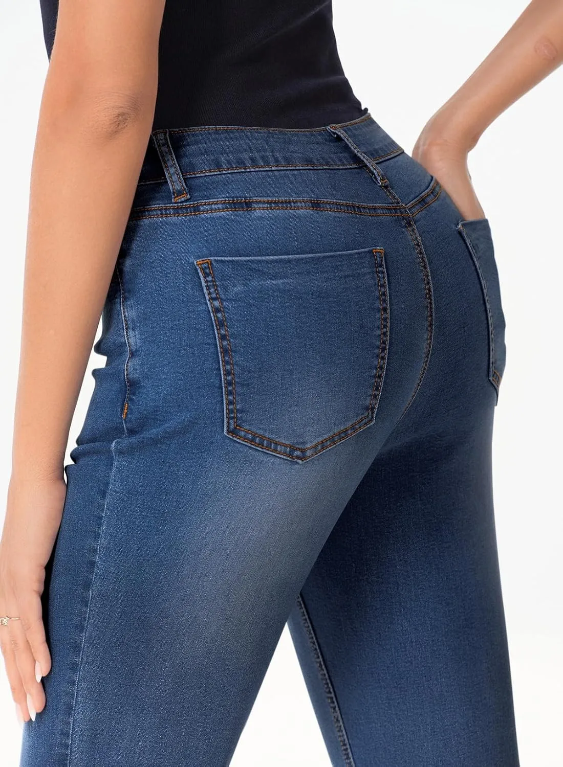 Sidefeel Women's High Waisted Bell Bottom Bootcut Jeans Flared Wide Leg Denim Pants