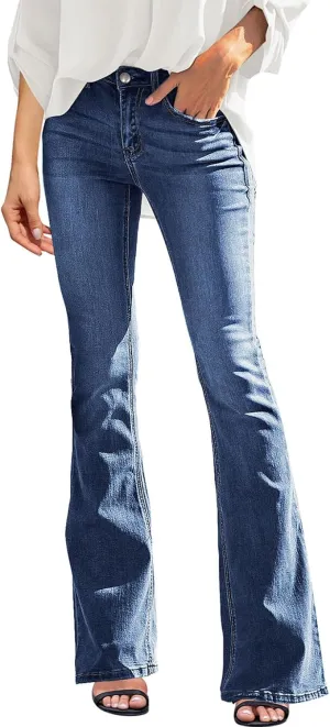 Sidefeel Women's High Waisted Bell Bottom Bootcut Jeans Flared Wide Leg Denim Pants