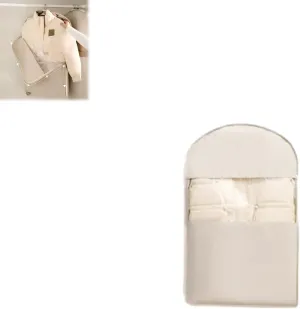 Space Saving Hanging Garment Bag with Self Compression Zipper, 2025 New Space Saving Hanging Protector, Otherwisie Space Saver Hanging Garment Bags for Closet Storage(White,2PCS-S)