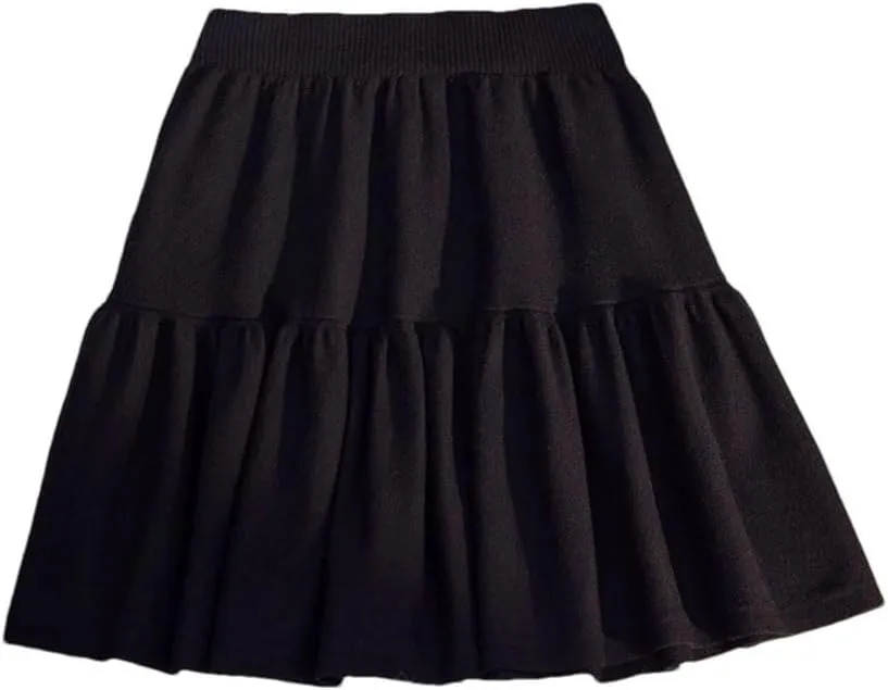 Spring Winter Knitted Mini Skirt for Women Casual Loose Splicing Solid Color Short Pleated Skirt