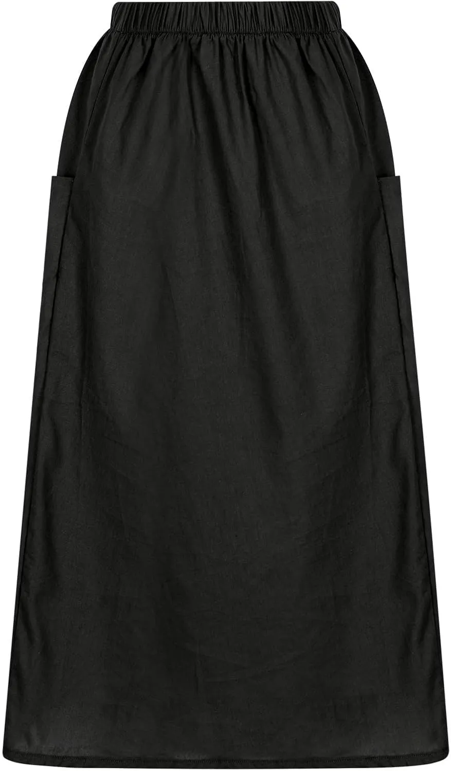 Summer Skirts for Women 2025 Trendy Soft Elastic Waisted Linen Skirt Midi Length Flowy Pleated Beach Maxi Skirt