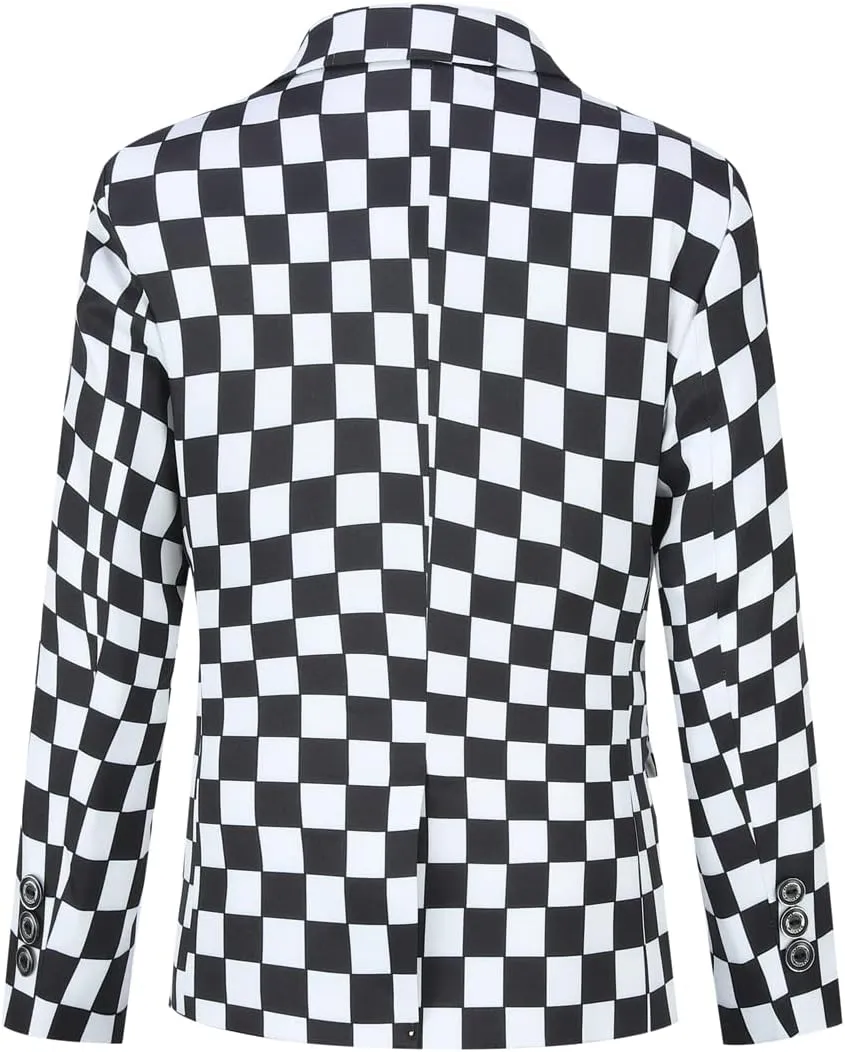SWOTGdoby Boys Suits 2 Piece Check Plaid Suit Set Formal Dress Blazer Pants Slim Fit Tuxedo Suits for Boy