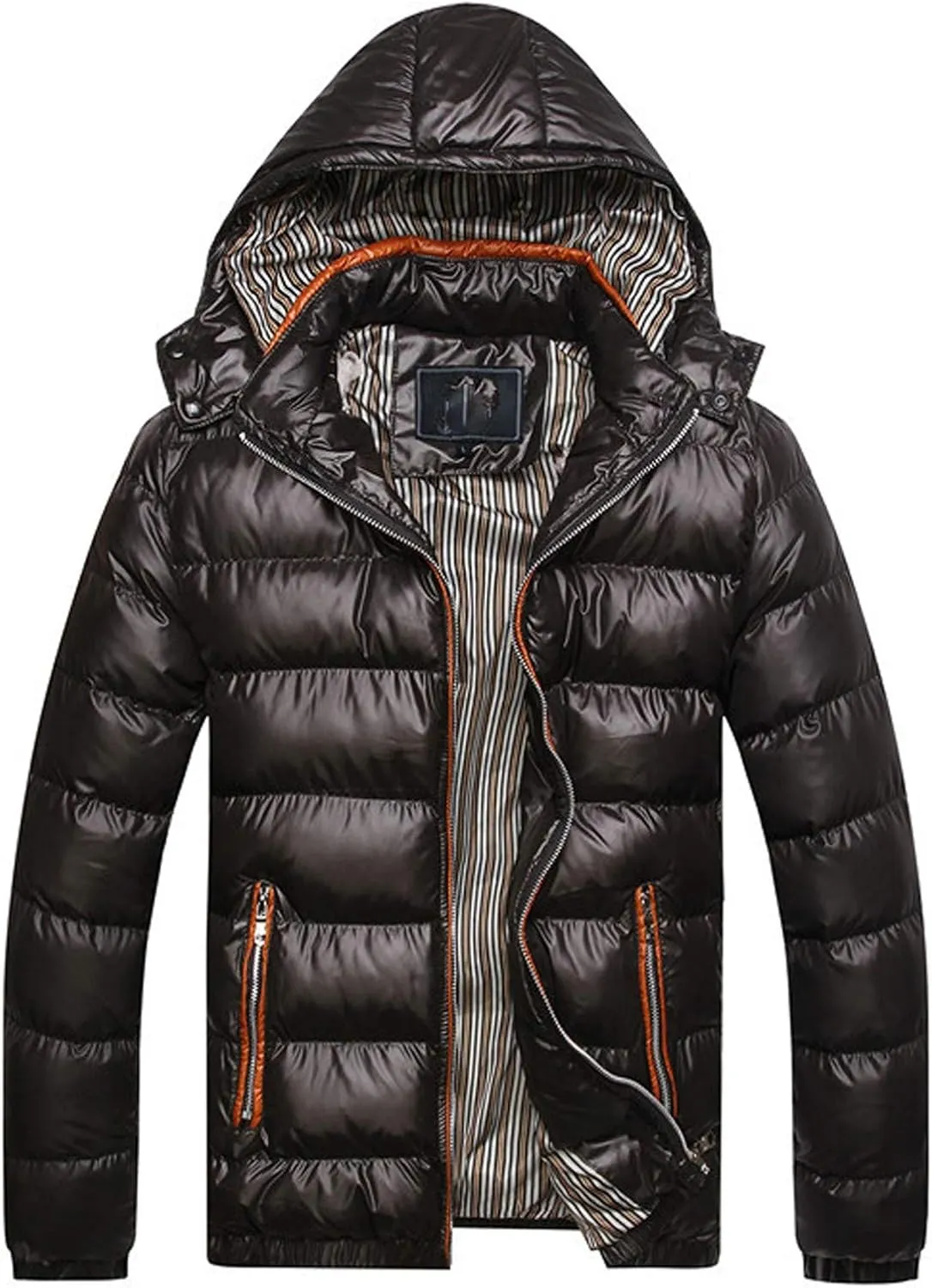Thickened Winter Coat Cotton Men's Cotton Coat Hat Thickening Jacket Winter Warm Removable Padded Men's (Black, XXXXL)