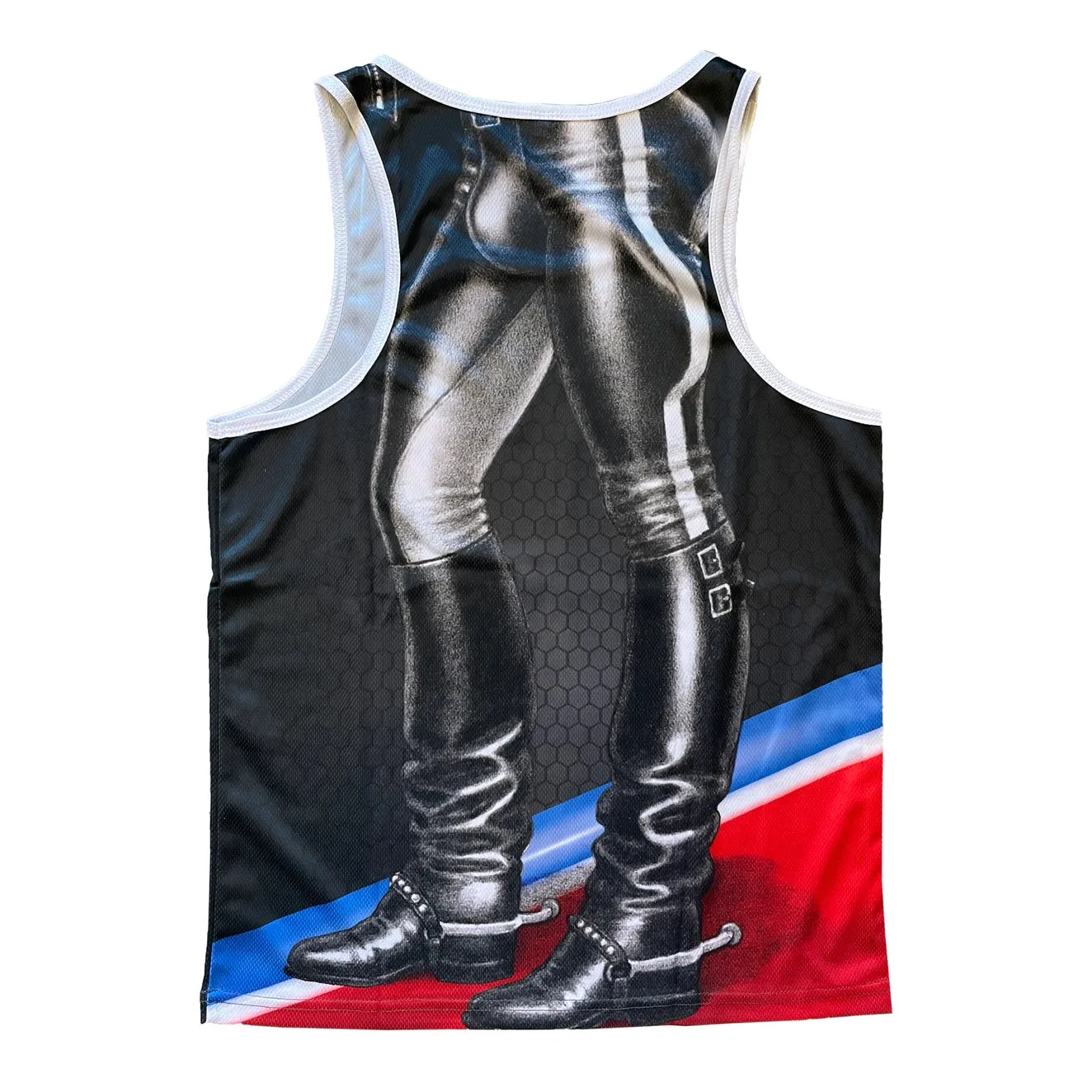 Tom of Finland Leather Stud mesh tank top black