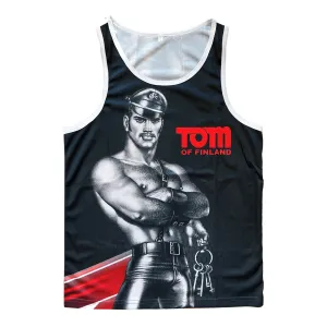 Tom of Finland Leather Stud mesh tank top black