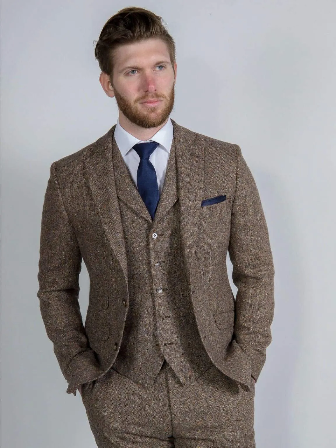Torre Elton Tweed 100% Wool Men's Brown Donegal Tweed Jacket