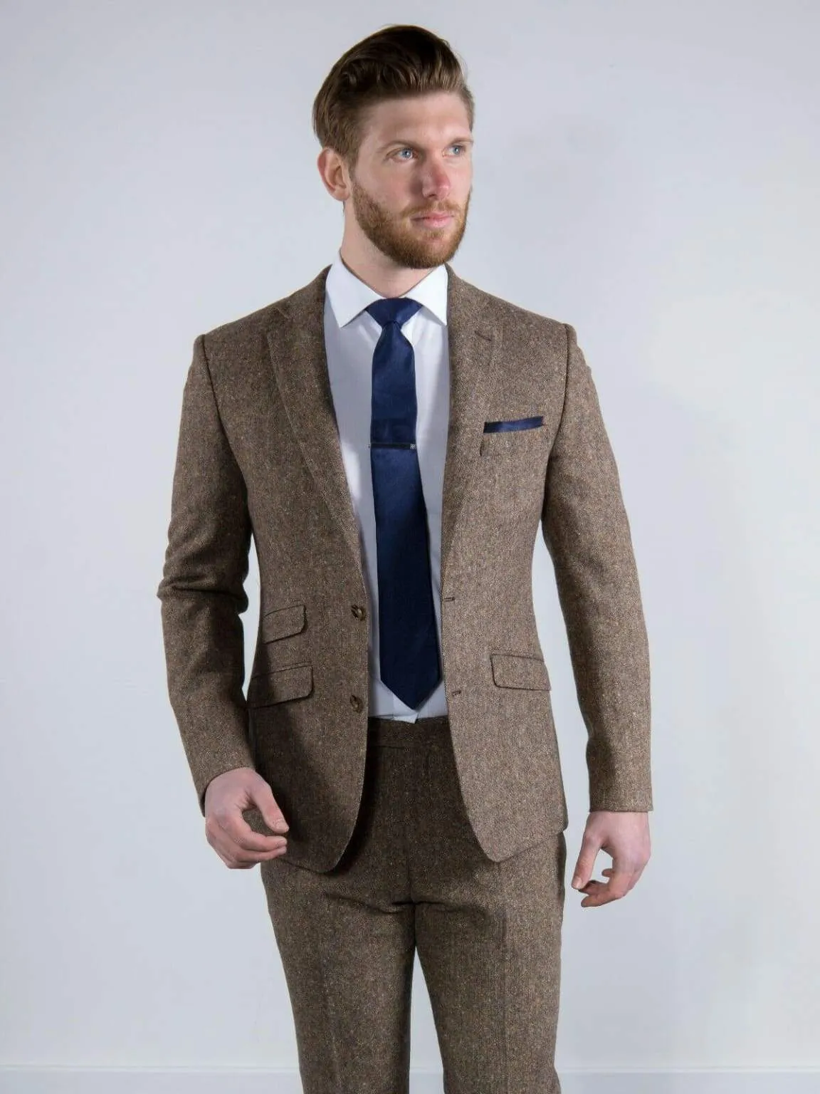Torre Elton Tweed 100% Wool Men's Brown Donegal Tweed Jacket