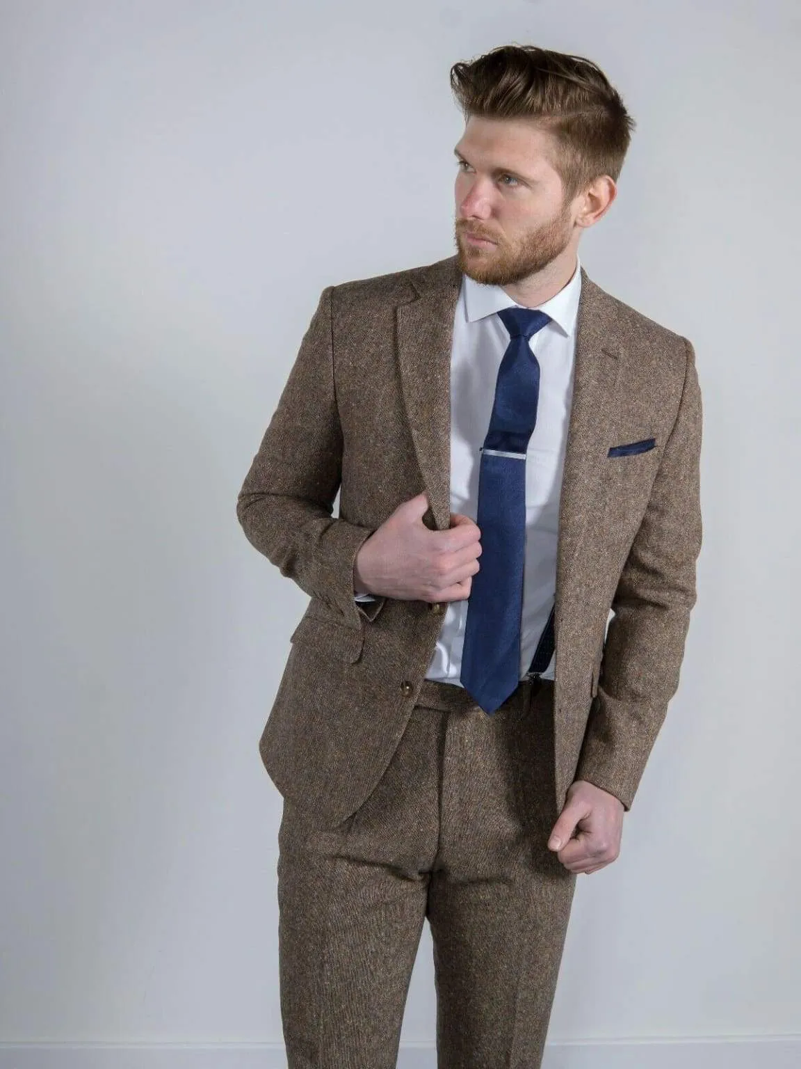 Torre Elton Tweed 100% Wool Men's Brown Donegal Tweed Jacket