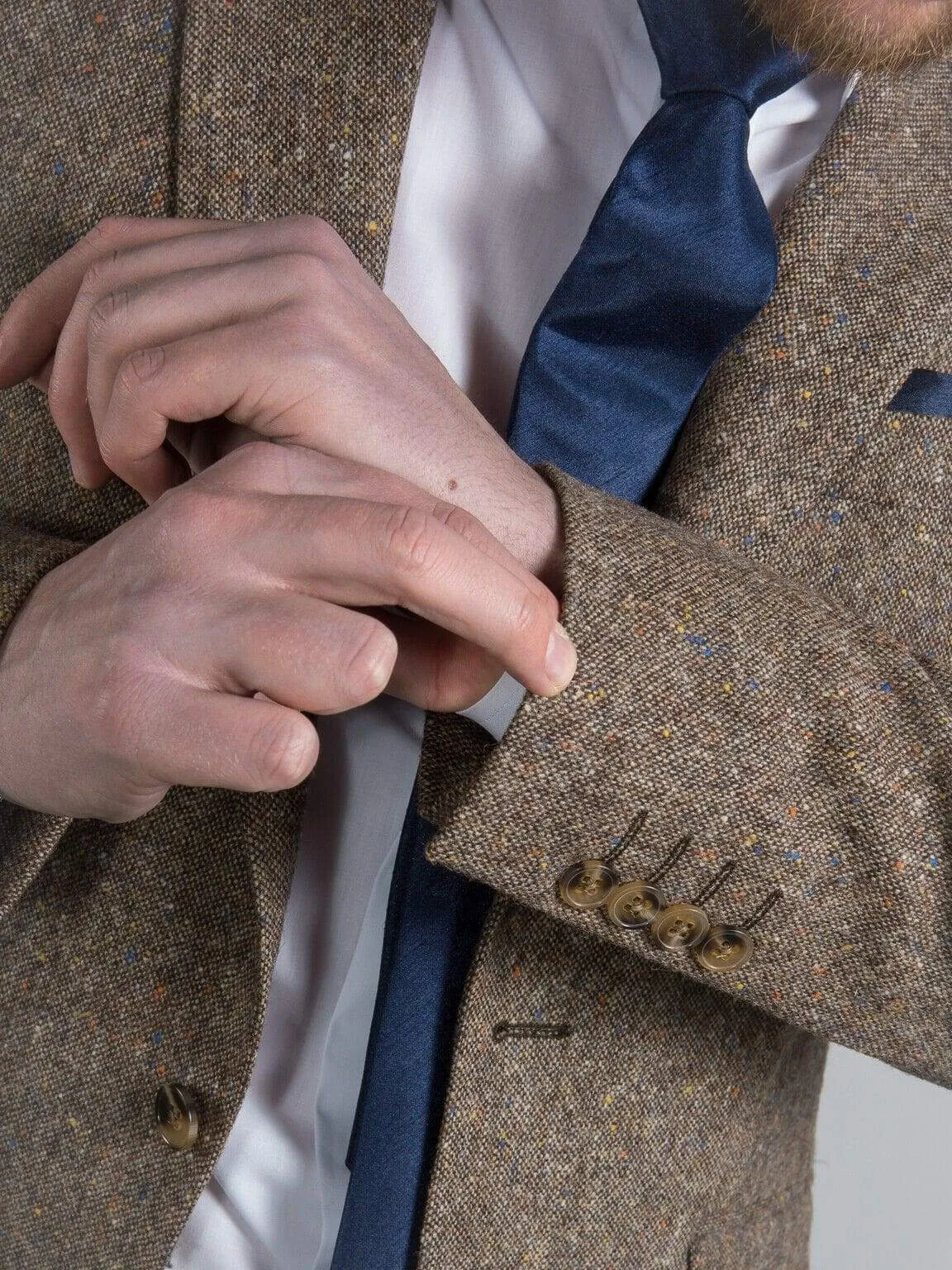 Torre Elton Tweed 100% Wool Men's Brown Donegal Tweed Jacket