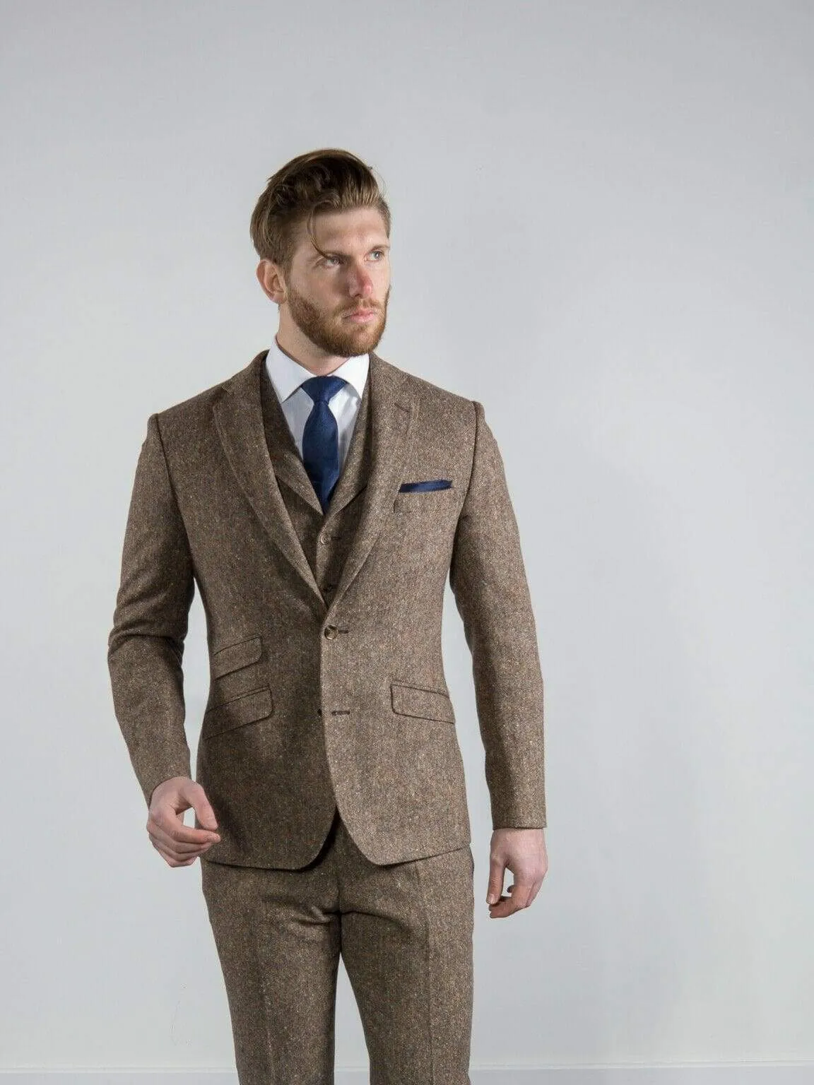 Torre Elton Tweed 100% Wool Men's Brown Donegal Tweed Jacket