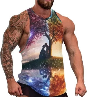 Tree And Life Men's Activewear Tank Tops Gym Sleeveless Muscle T Shirts Workout Tees Vest