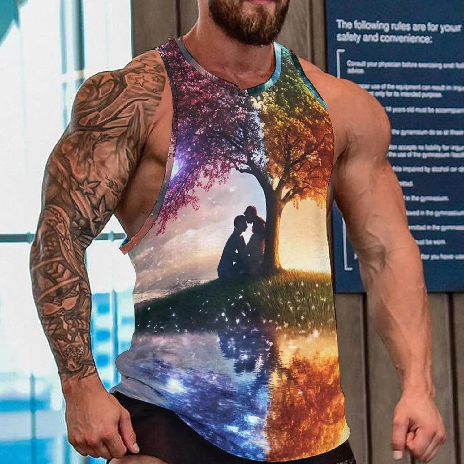 Tree And Life Men's Activewear Tank Tops Gym Sleeveless Muscle T Shirts Workout Tees Vest