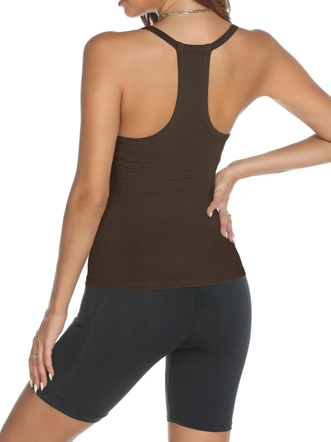 Trendy Queen Womens Workout Tank Tops Racerback Summer 2025 Camisole Top V Neck Ribbed Sleeveless Beach Fashion Clothes