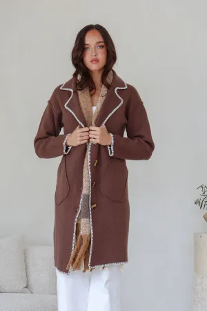 Tribecca 4 Button Coatigan - Chocolate