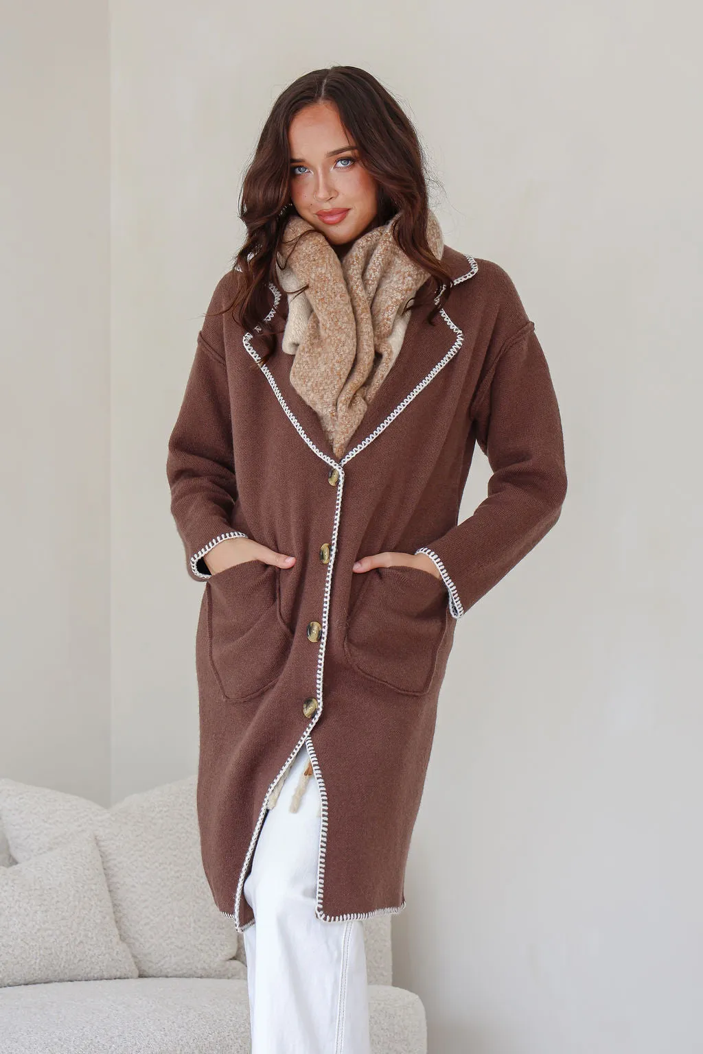 Tribecca 4 Button Coatigan - Chocolate