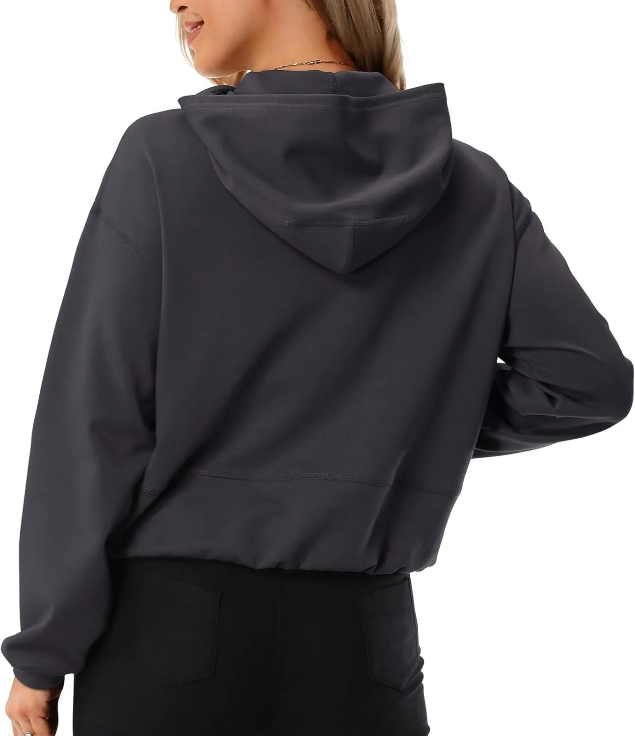 Turnhier Womens Zip Up Hoodies Long Sleeve Cropped Sweatshirts Jackets Casual Fall Outfits Winter Clothes with Pockets