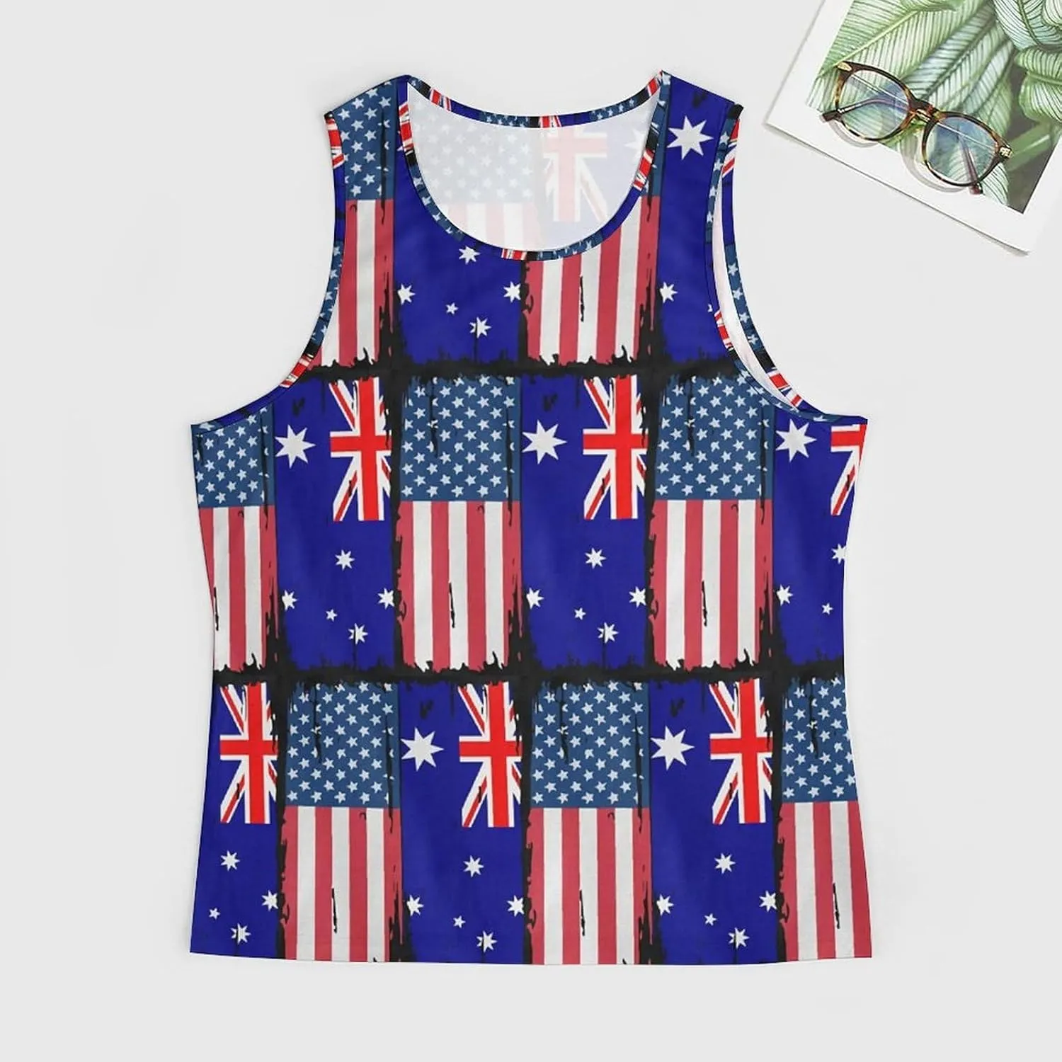 U.S.A And Australian Flag Men's Activewear Tank Tops Gym Sleeveless Muscle T Shirts Workout Tees Vest