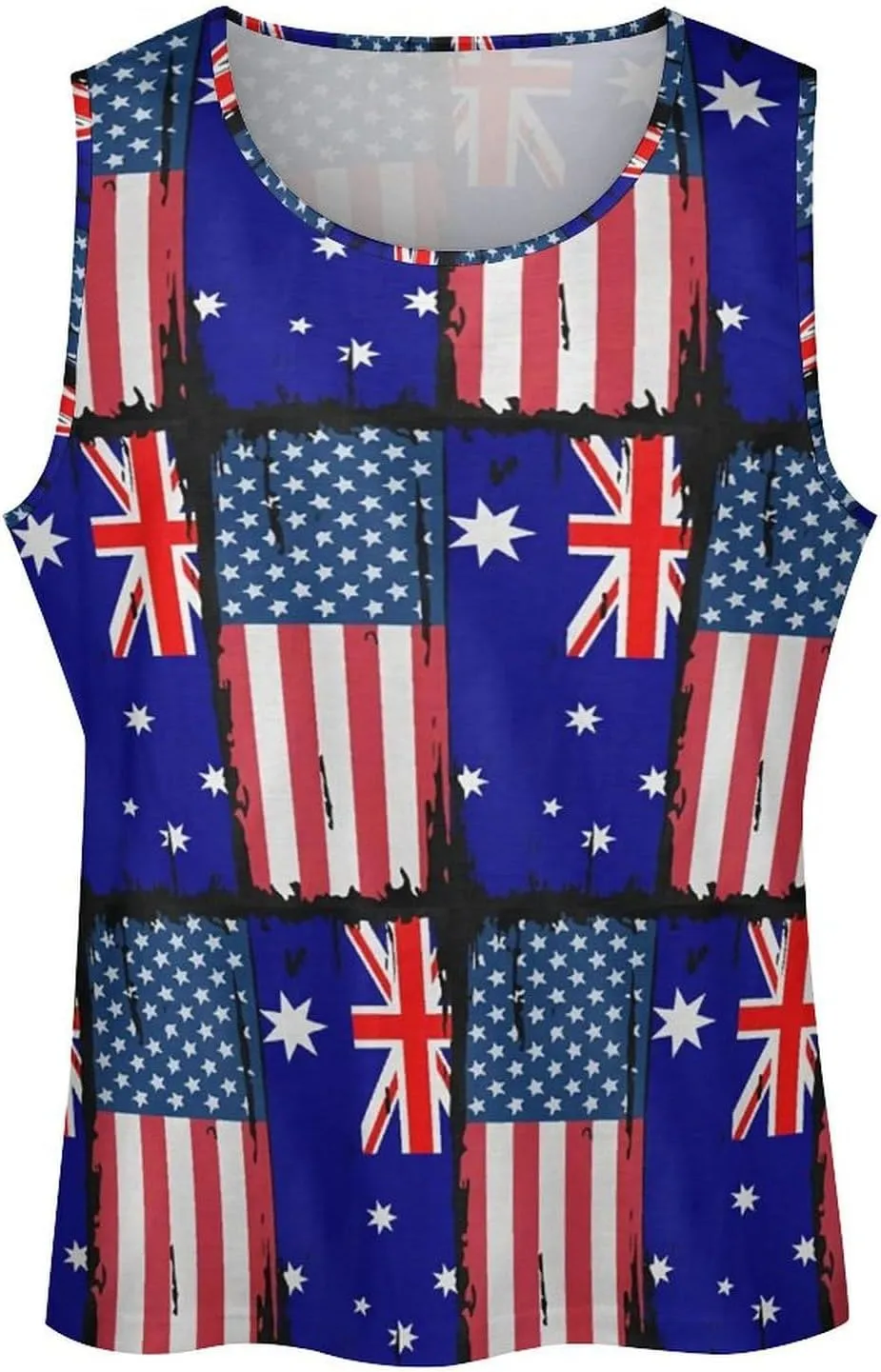 U.S.A And Australian Flag Men's Activewear Tank Tops Gym Sleeveless Muscle T Shirts Workout Tees Vest