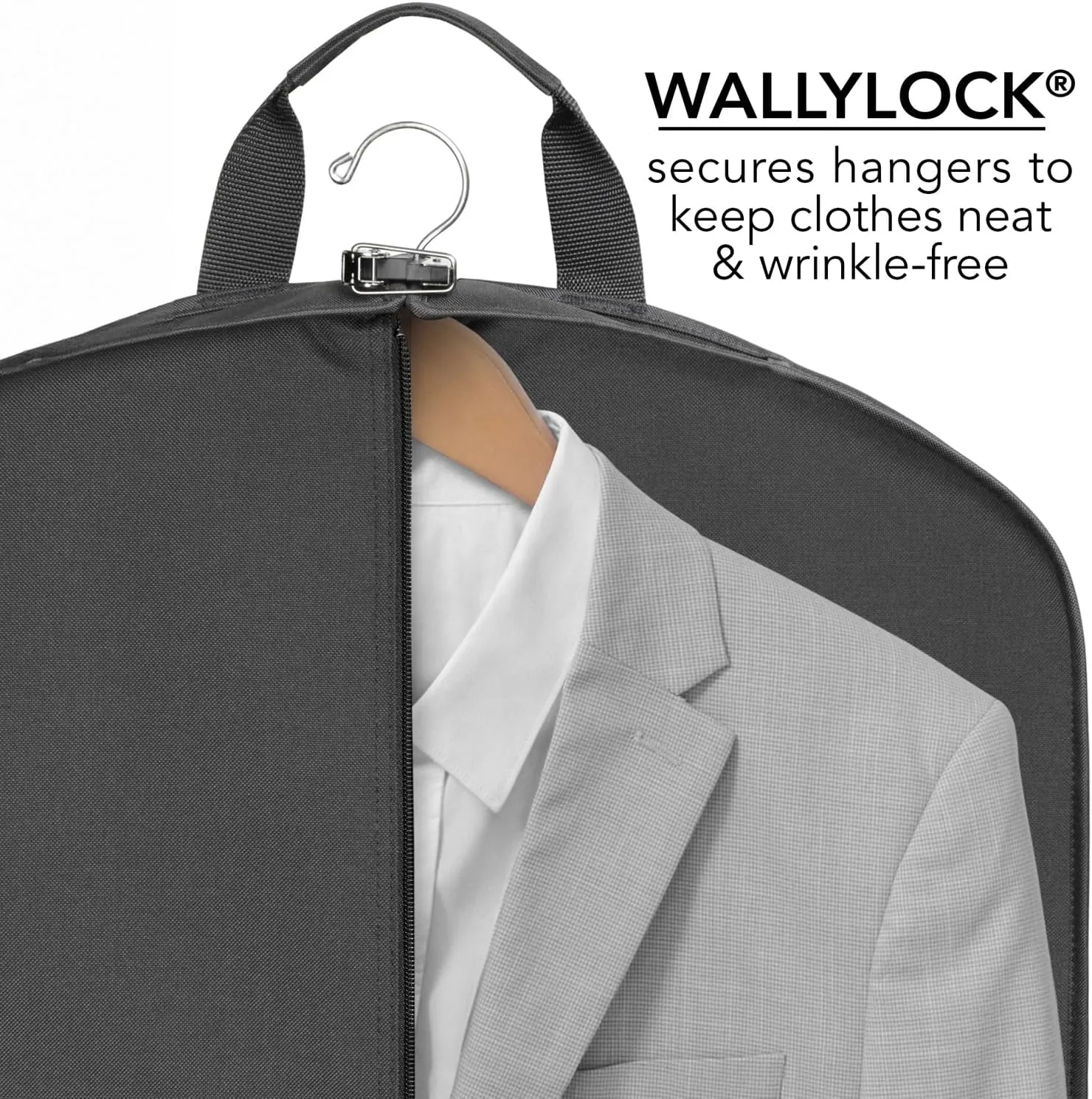 WallyBags Deluxe Travel Garment Bag with Two Pockets, Black 930, 40-inch