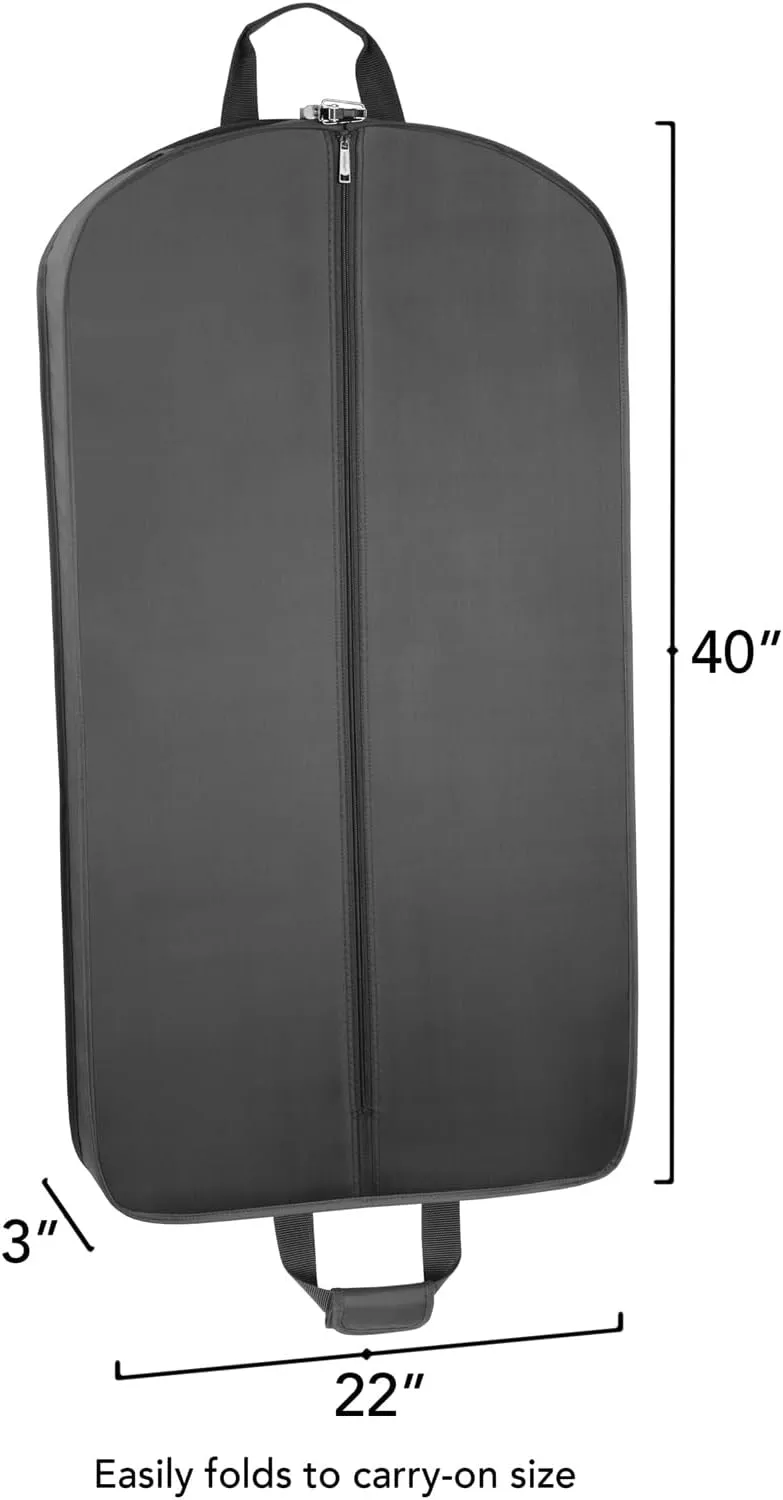 WallyBags Deluxe Travel Garment Bag with Two Pockets, Black 930, 40-inch