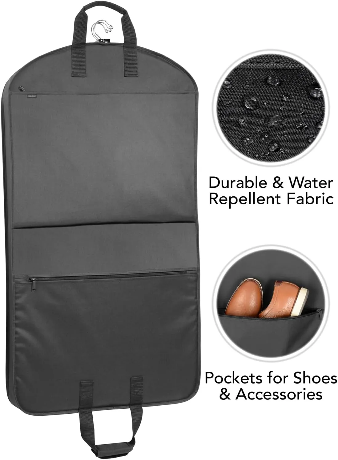 WallyBags Deluxe Travel Garment Bag with Two Pockets, Black 930, 40-inch