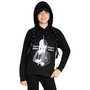 Wednesday Girls Hoodie - Hooded Sweatshirt for Girls - Black/Addams