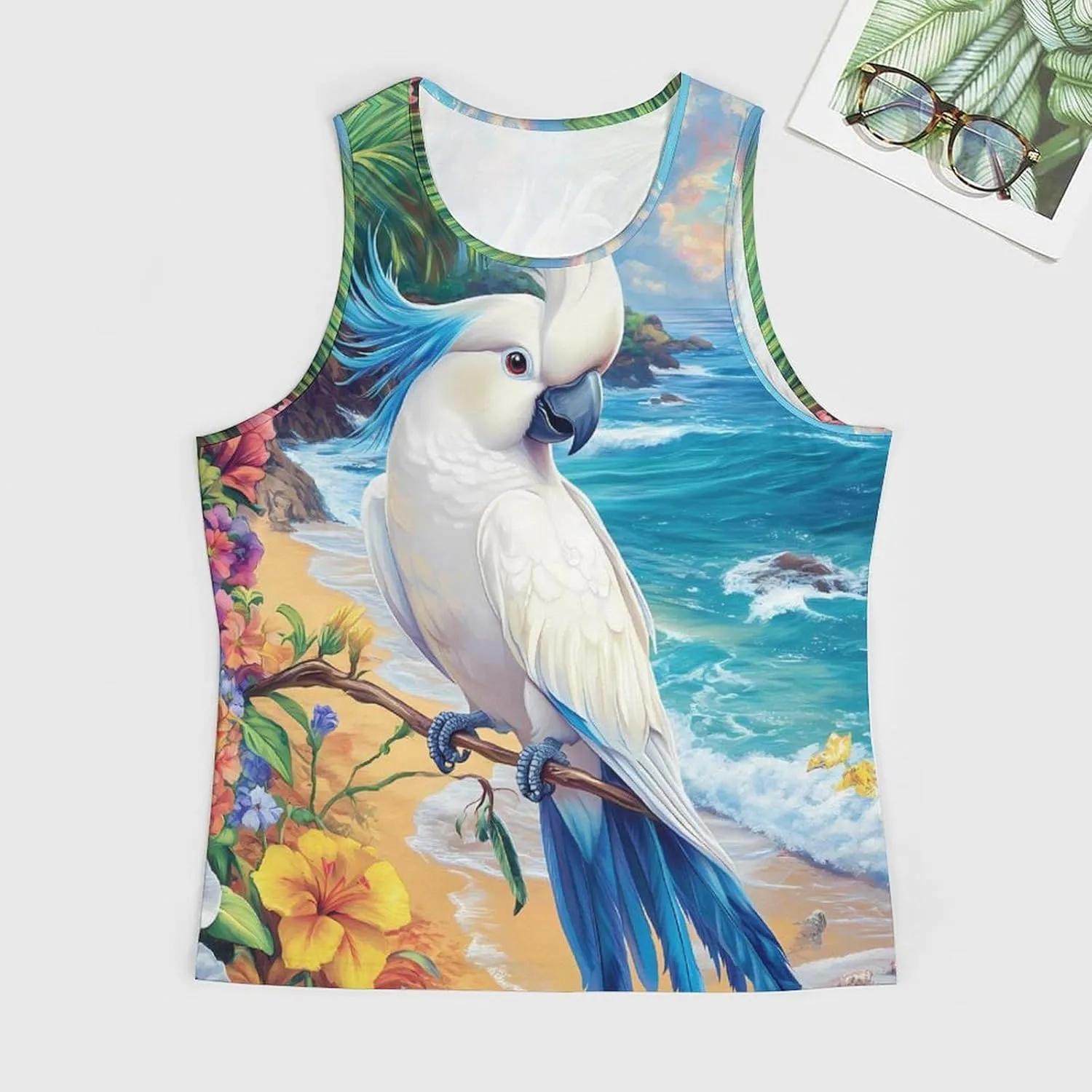 White Cockatoo Beach Men's Activewear Tank Tops Gym Sleeveless Muscle T Shirts Workout Tees Vest