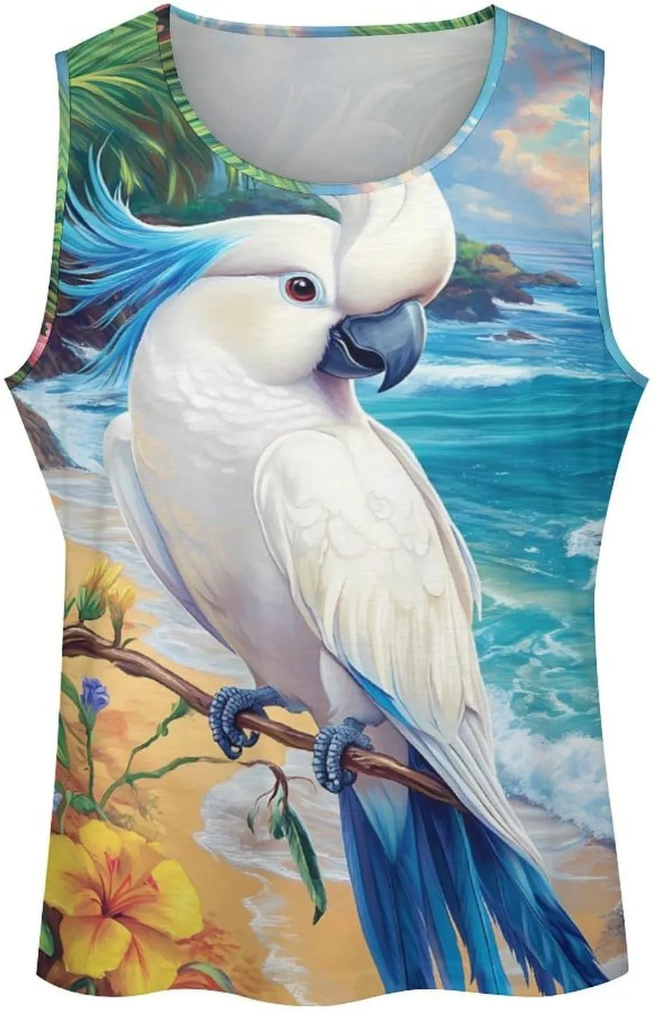 White Cockatoo Beach Men's Activewear Tank Tops Gym Sleeveless Muscle T Shirts Workout Tees Vest