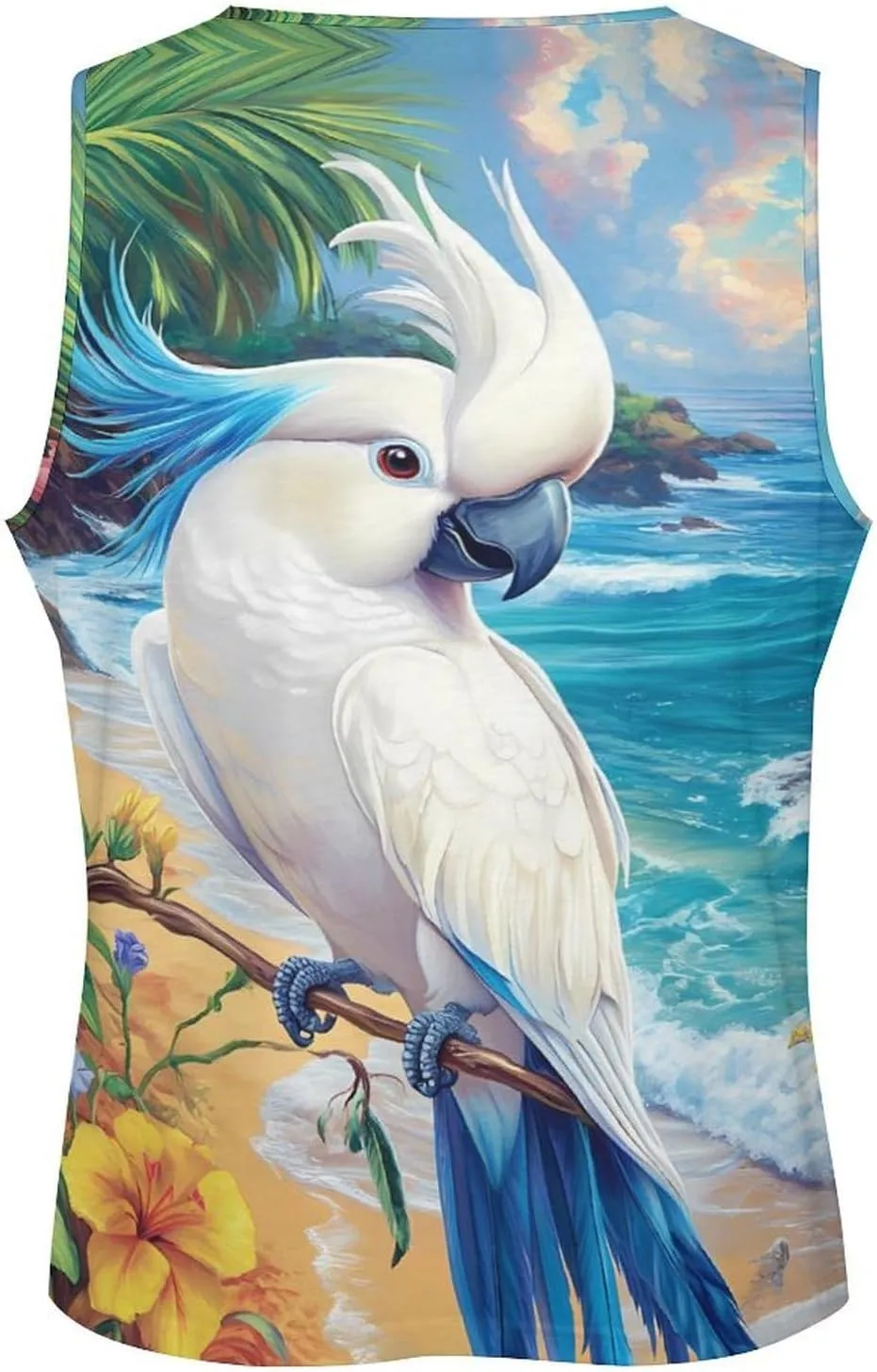 White Cockatoo Beach Men's Activewear Tank Tops Gym Sleeveless Muscle T Shirts Workout Tees Vest
