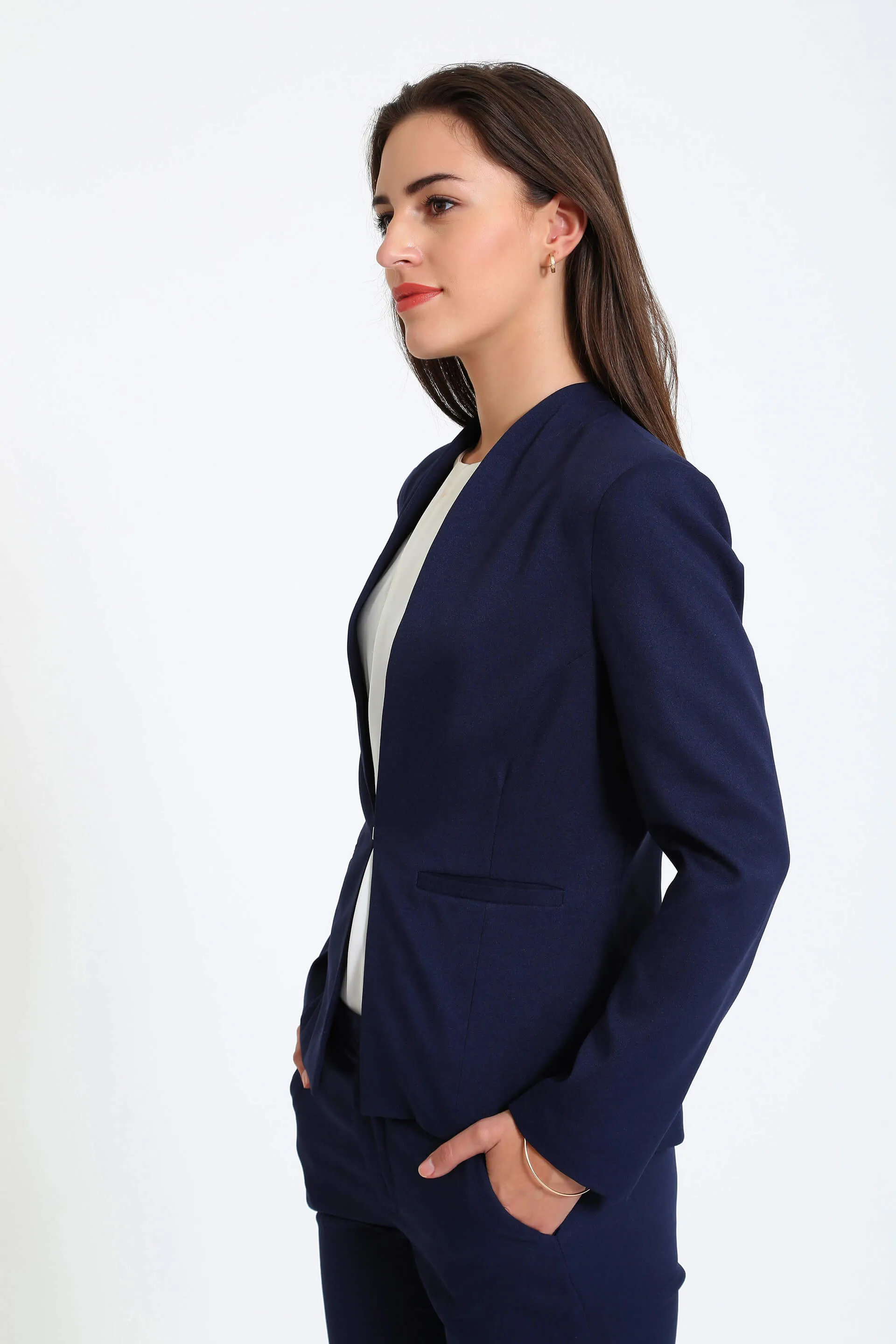 Witty-Navy Straight Front Blazer - Navy