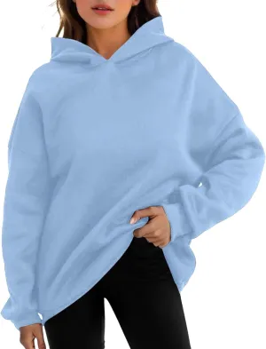 Women Oversized Hoodies Solid Color Fashion Y2K Hooded Sweatshirts With Pockets Winter Fall Plus Size Athletic Tops