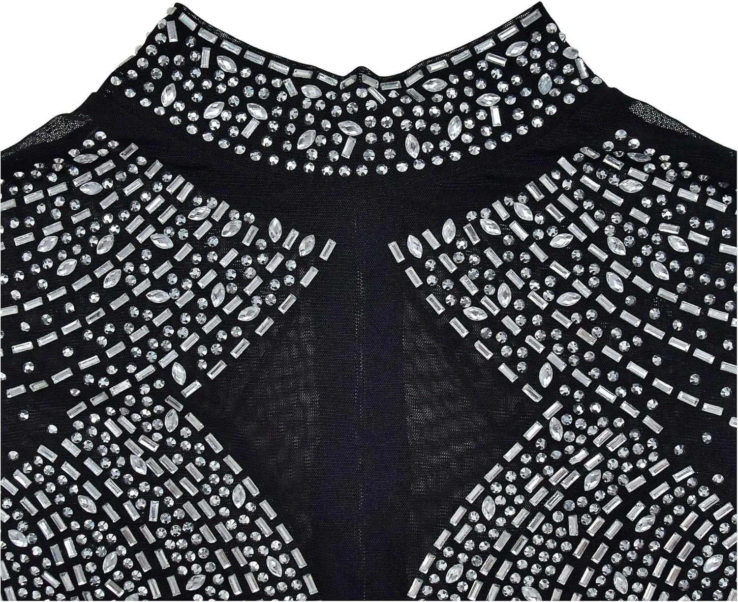 Women Sexy Embellished Rhinestone Bodycon Jumpsuit Mesh See Through Patchwork Birthday Party Night Out Clubwear
