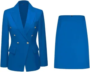 Women's 2 Piece Skirt Suit Set Business Office Lady Suits Blazer and Skirt