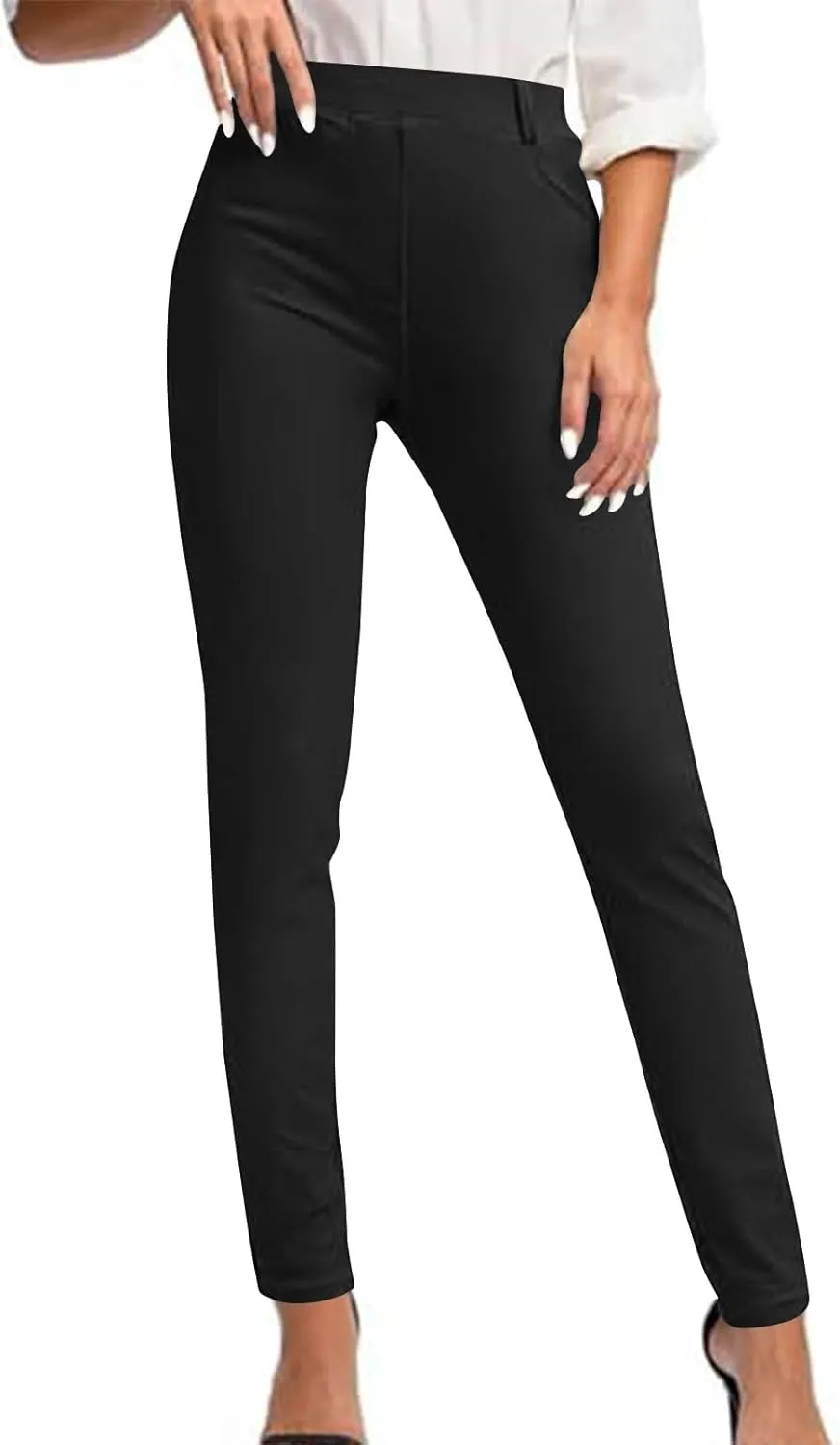 Women's High Waist Work Pants with Pockets Business Casual Dress Pants Stretch Straight Leg Trousers Skinny Slacks