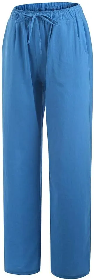 Women's Linen Summer Y2K Streetwear Pants High Waist Baggy Stretchy Loose Fit Pants Trendy