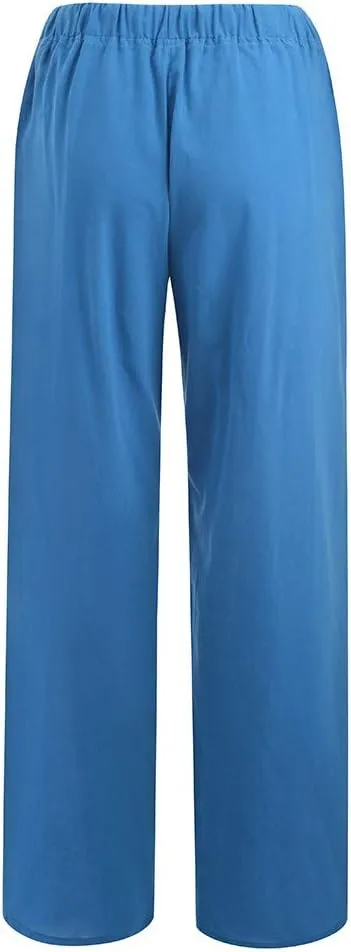 Women's Linen Summer Y2K Streetwear Pants High Waist Baggy Stretchy Loose Fit Pants Trendy