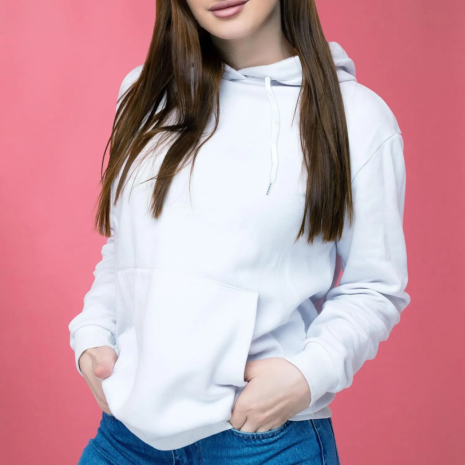 Womens Oversized Hoodie 100 Polyester White Hoodie for Sublimation Fall Long Sleeve Sweatshirts Women