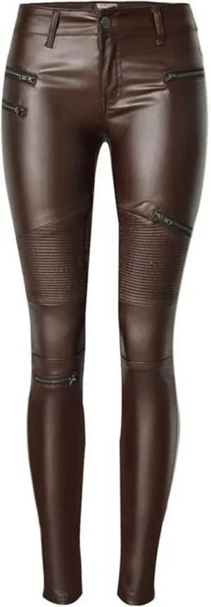 Women's Pu Slim Pants Faux Leather Stretch Skinny Jeans Pencil Pants Biker Pants