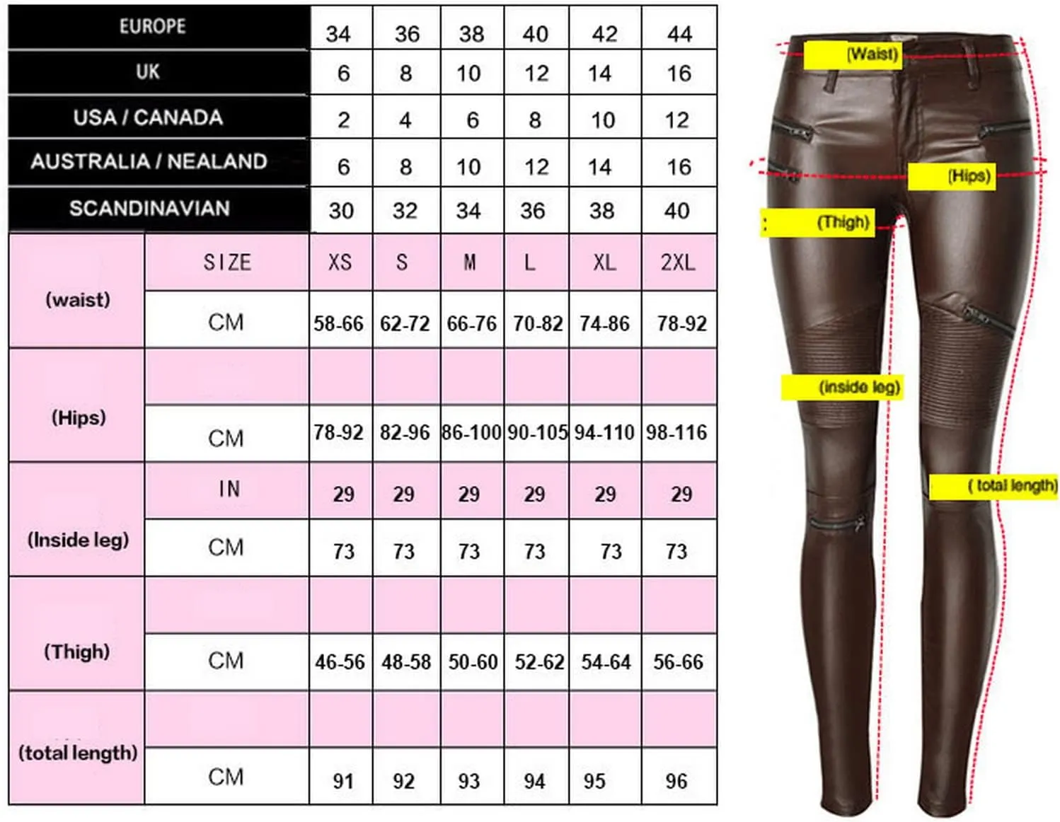 Women's Pu Slim Pants Faux Leather Stretch Skinny Jeans Pencil Pants Biker Pants