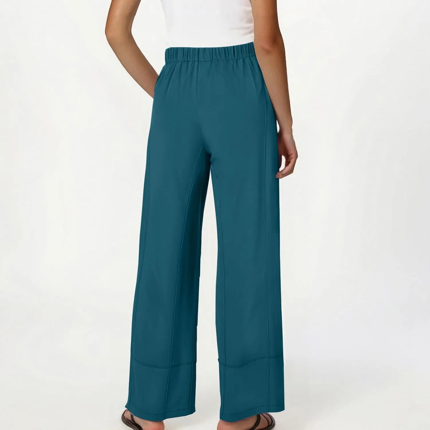 Womens Vintage Baggy Wide Leg Cotton Linen Pants Casual Summer Palazzo Trousers Lounge High Waist Pants with Pockets