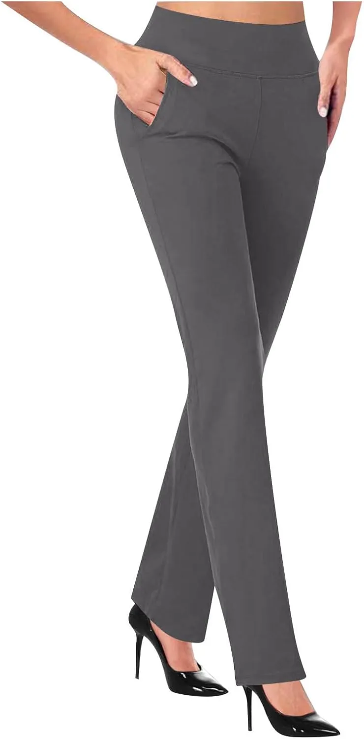 Work Pants Women High Waist Dress Pant 2024 Business Casual Outfits 4 Way Stretch Bootleg Yoga Pants Office Slacks