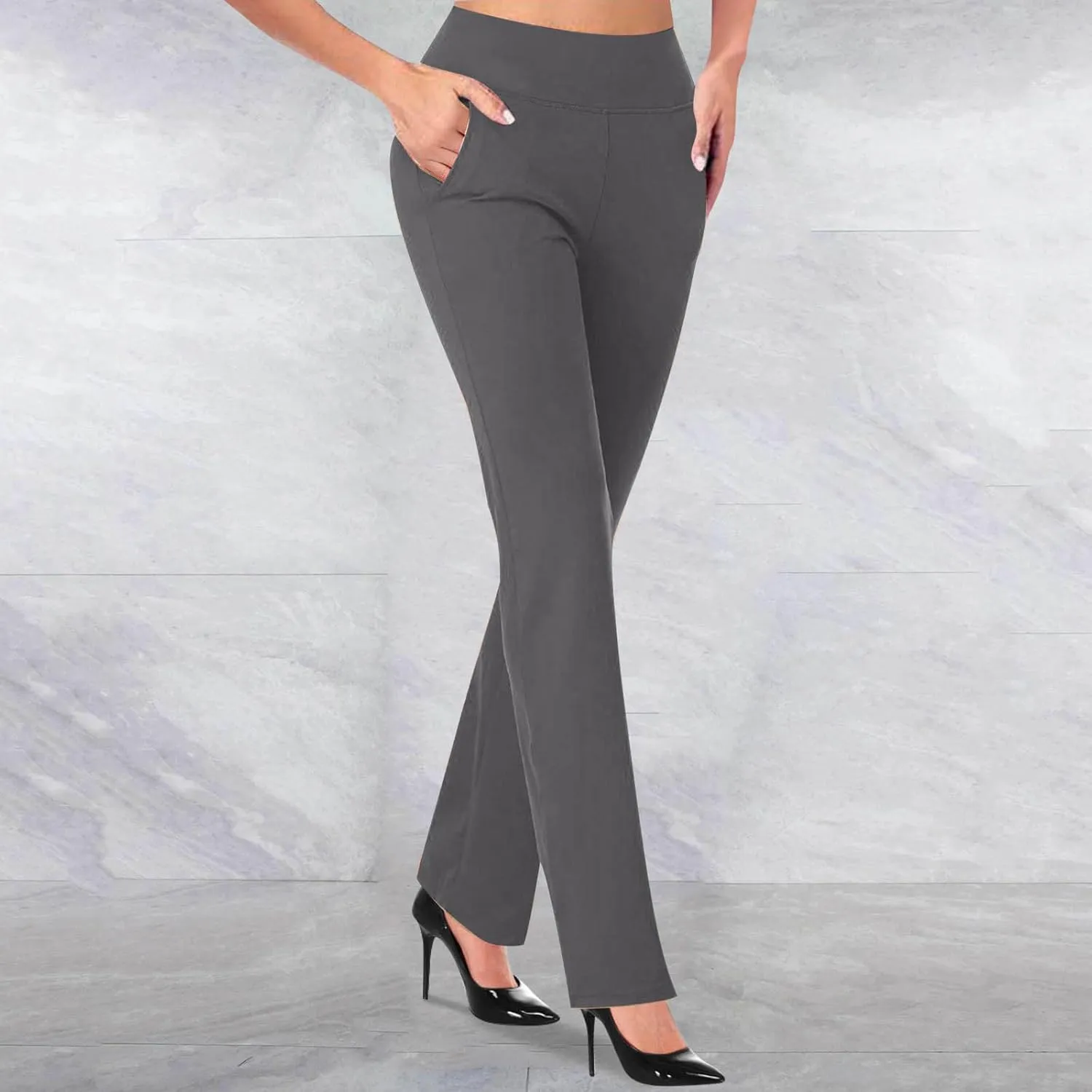 Work Pants Women High Waist Dress Pant 2024 Business Casual Outfits 4 Way Stretch Bootleg Yoga Pants Office Slacks