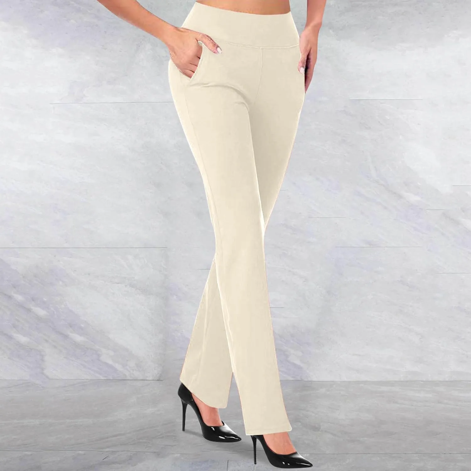Work Pants Women High Waist Dress Pant 2024 Business Casual Outfits 4 Way Stretch Bootleg Yoga Pants Office Slacks